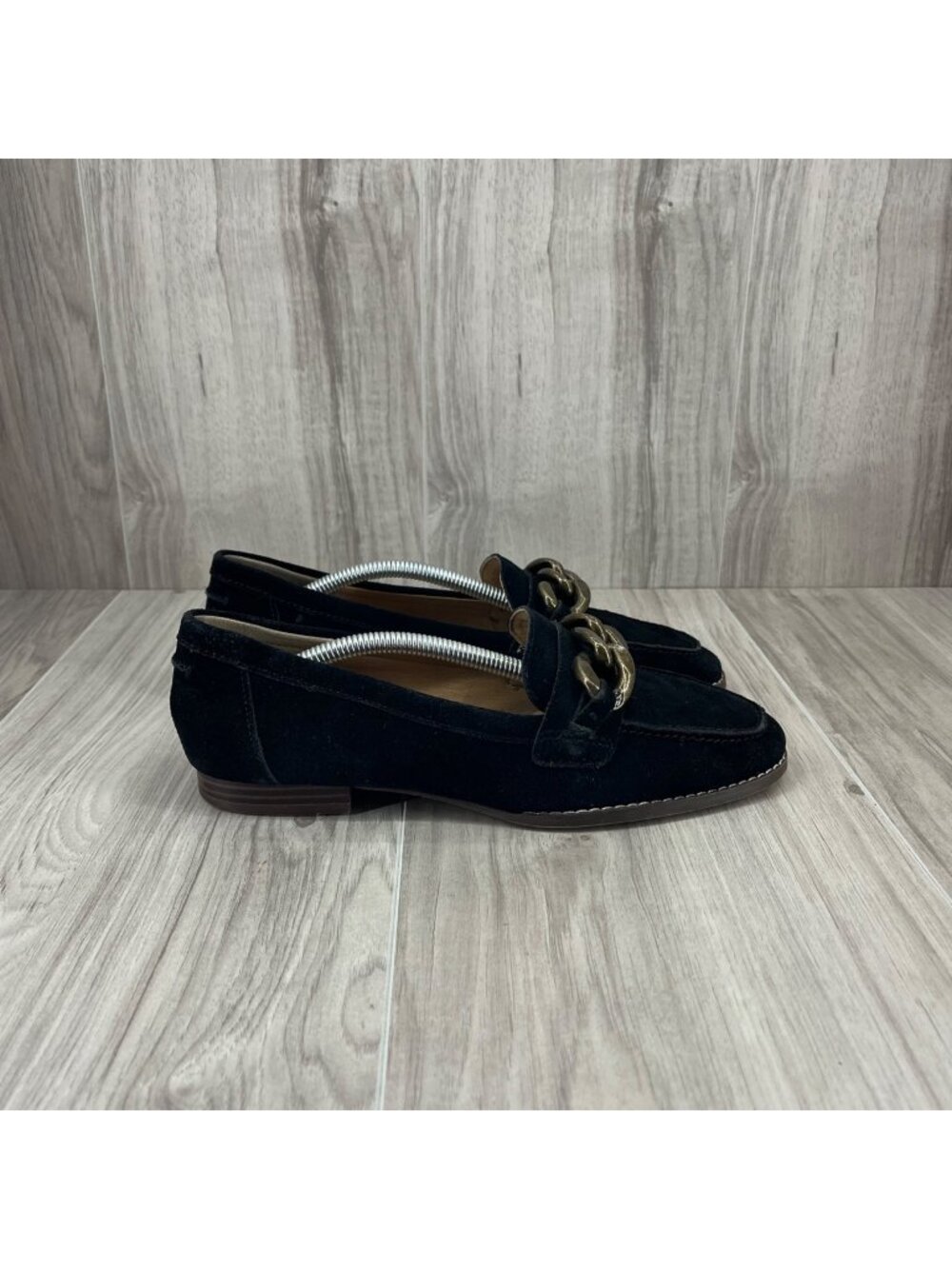 Crown Vintage Loafers Womens 7M Lastro Black Suede Slip On Shoes